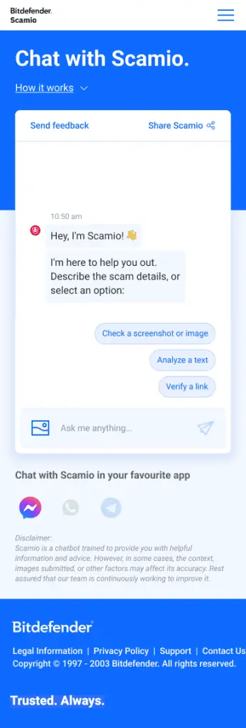 BD Scamio Landing Page Mobile